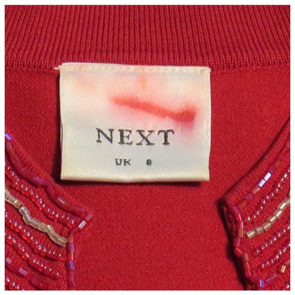 NEXT UK 🇬🇧 - Red bead edged zip up cardigan - Picture 12 of 13